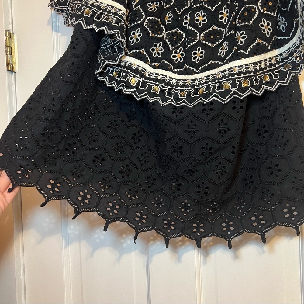 #67 ANTHROPOLOGIE HEMANT & NANDITA MAVRA EMBROIDERED EYELET OFF SHOULDER TOP - Picture 6 of 8